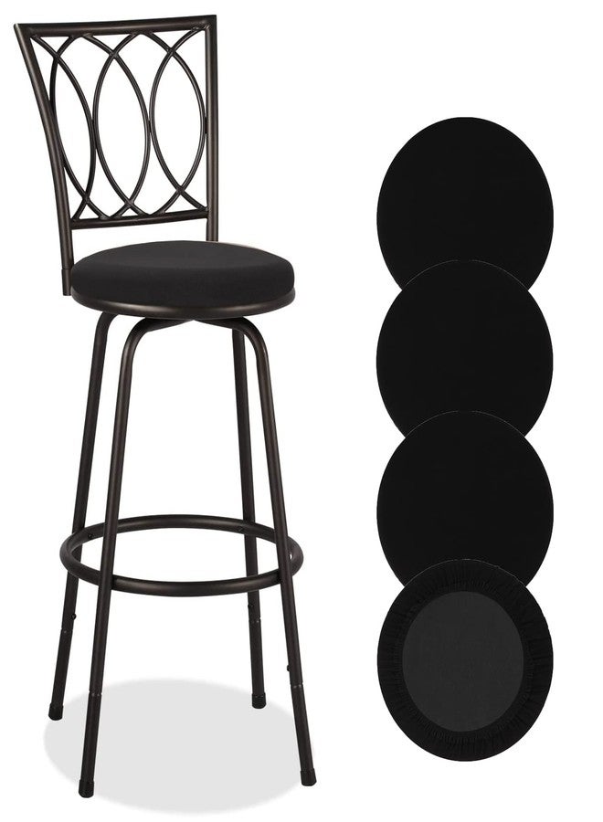 Deisy Dee 4PCS Round Bar Stool Seat Covers Stretch Round Chair Covers for 13-16 Inch Stool Chair (Black) - Image 1